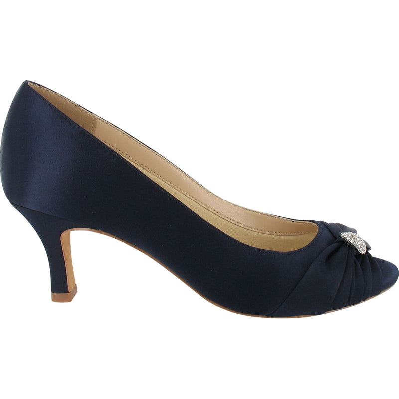 Matilda Navy Wide Fit Side Pleated Peep Toe Shoe Lexus