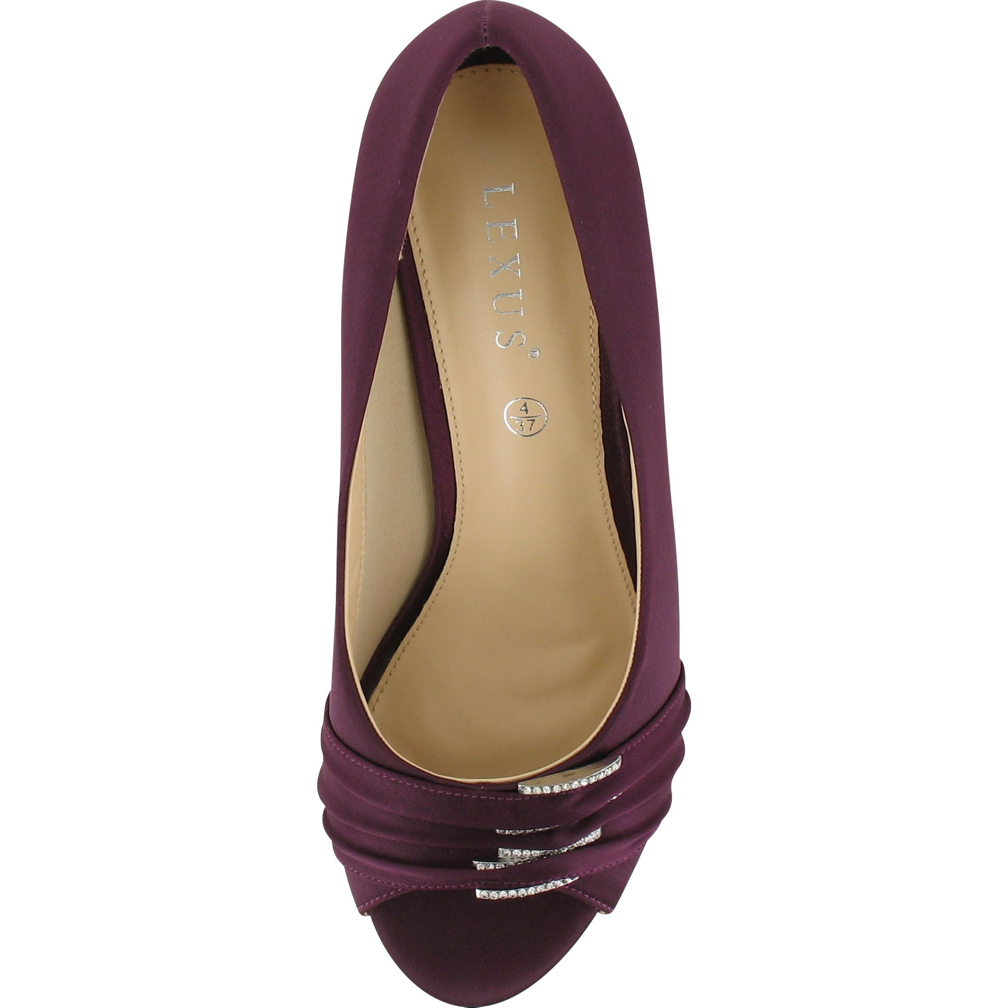 Asia Plum Satin Diamante Trim Occasion Shoe Lexus Collection