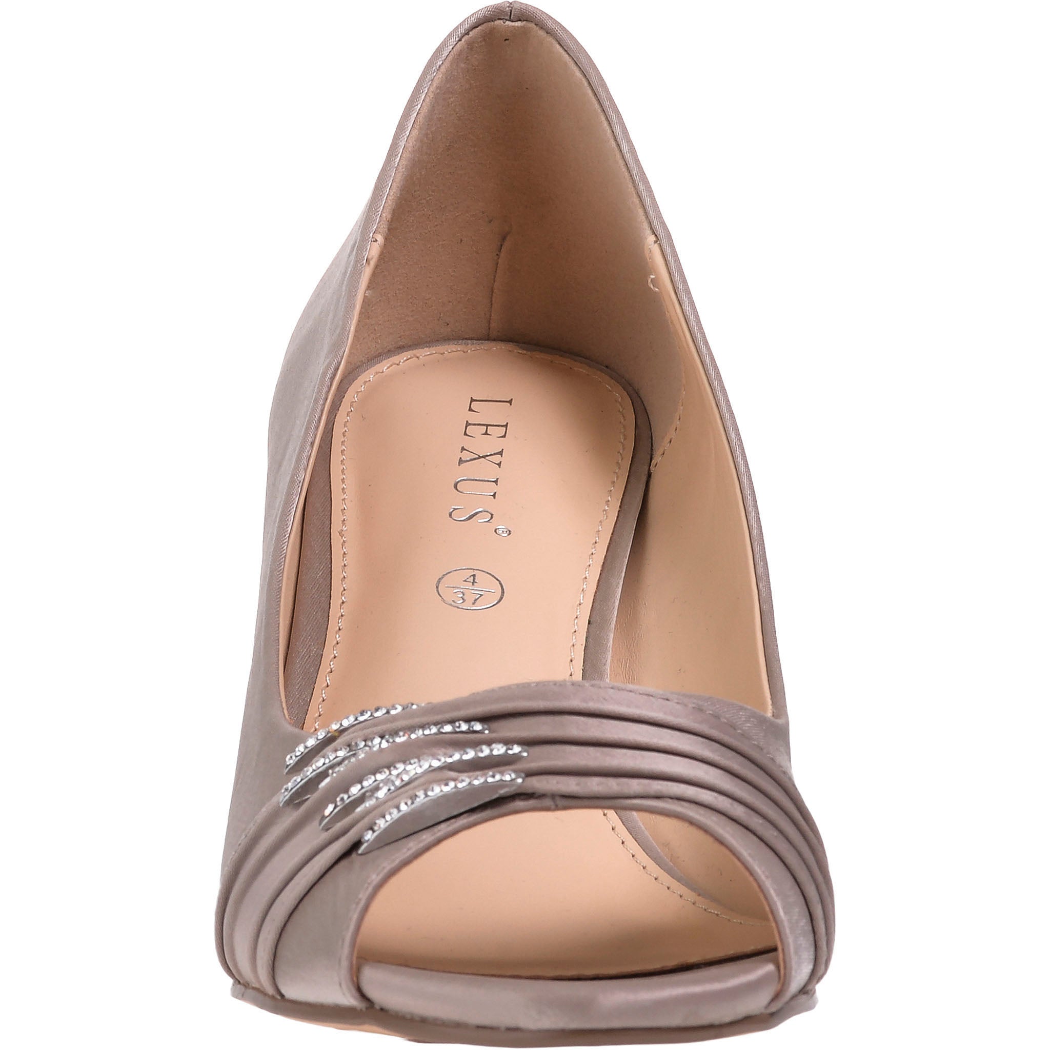 Asia Taupe Satin Diamante Trim Occasion Shoe Lexus